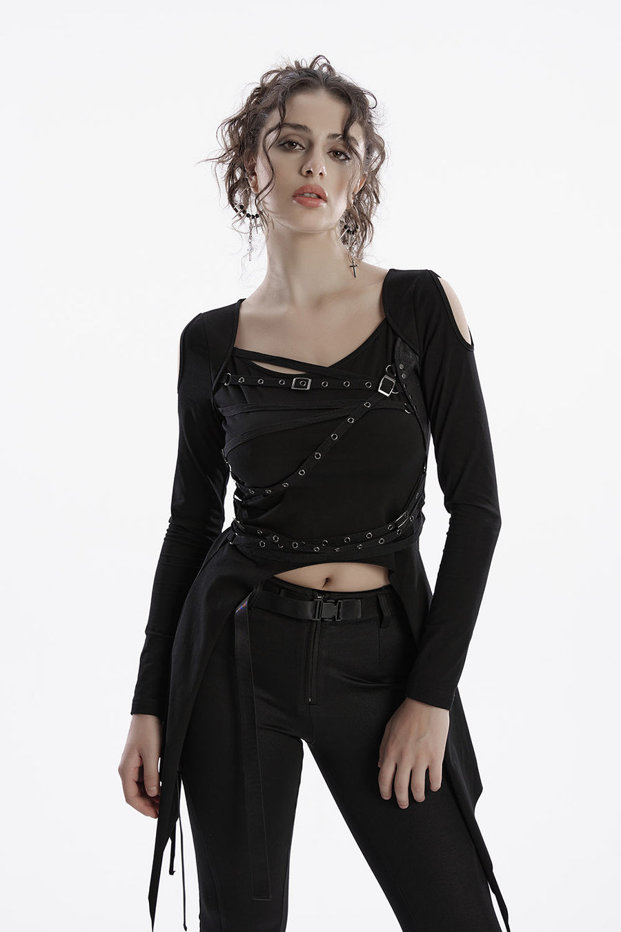 womens medieval goth long tunic top