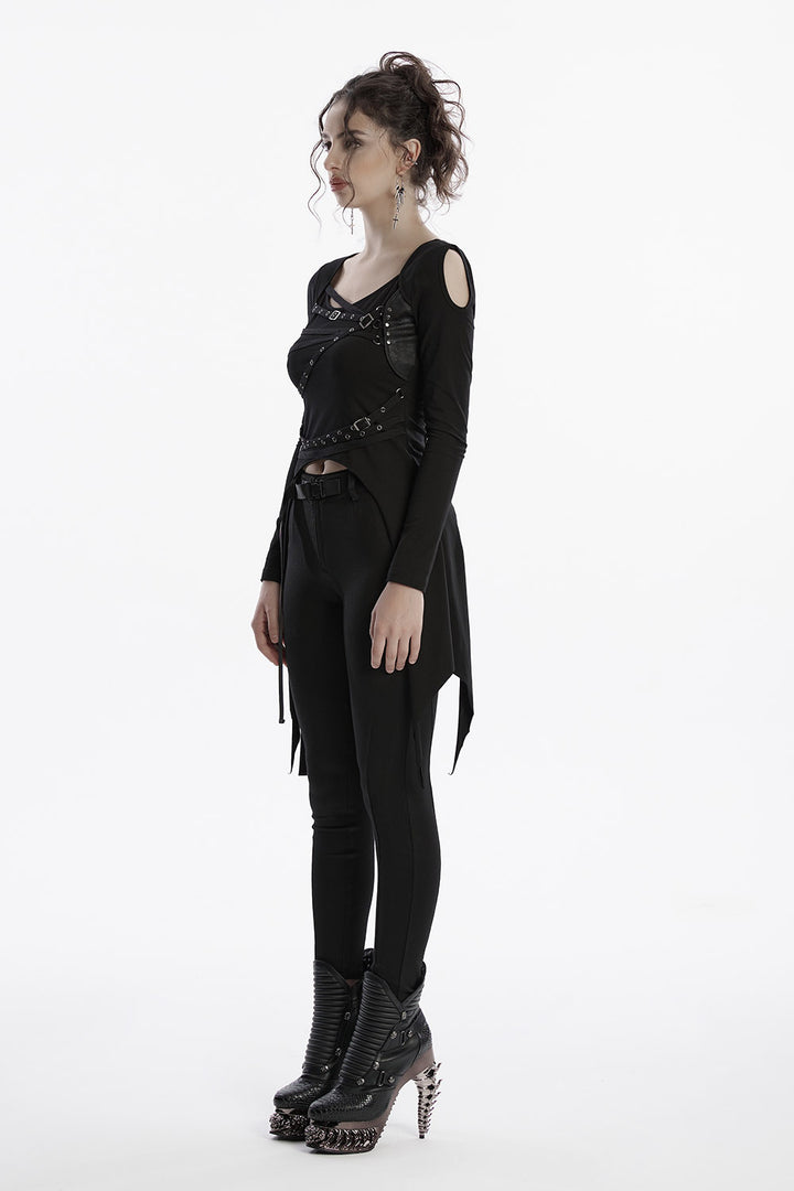 buckled gothic eyelet top