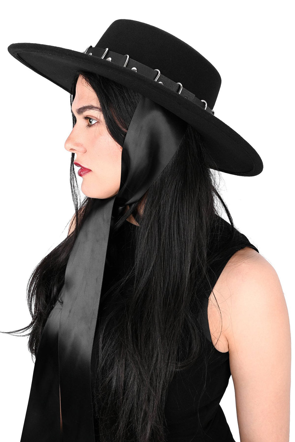 punk rock wide brimmed fedora hat