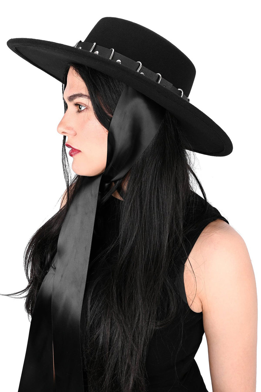punk rock wide brimmed fedora hat
