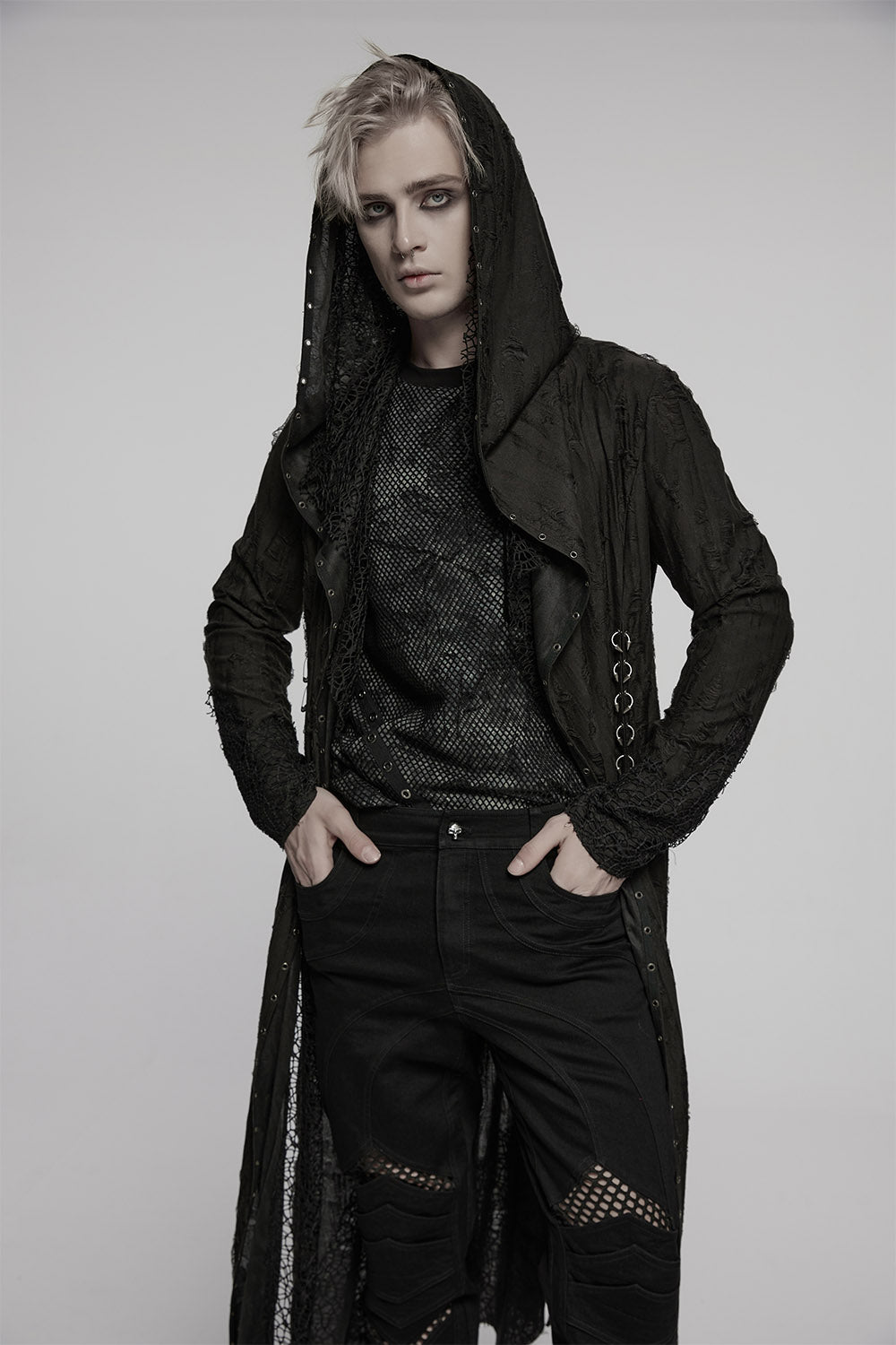 hooded longline cardigan for men