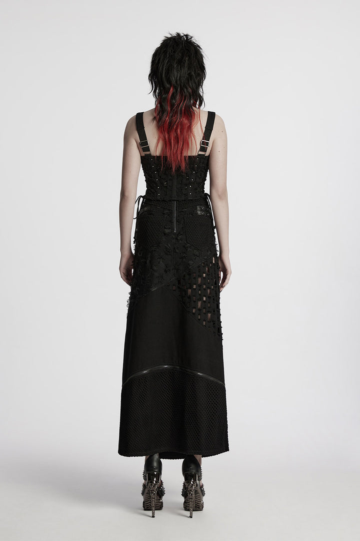 womens shredded distressed grunge goth skirt