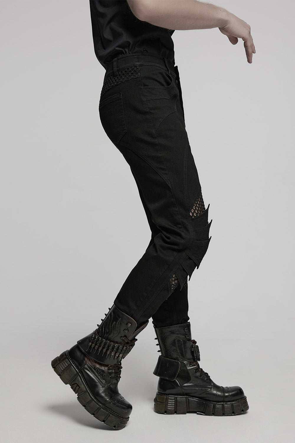 mens hollow-out punk jeans