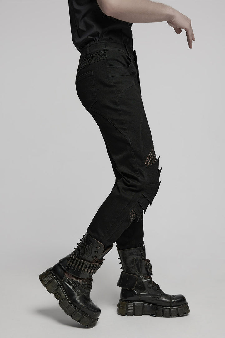 mens hollow-out punk jeans