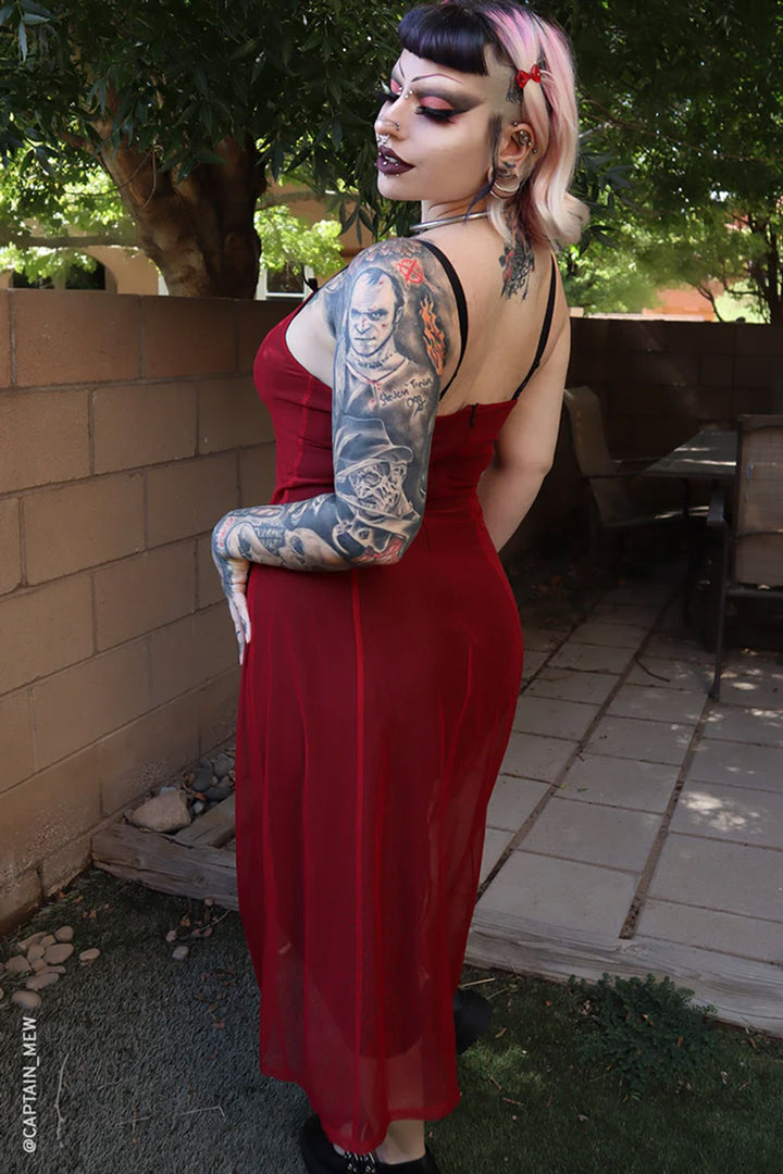 goth red and black dress for valentines day date