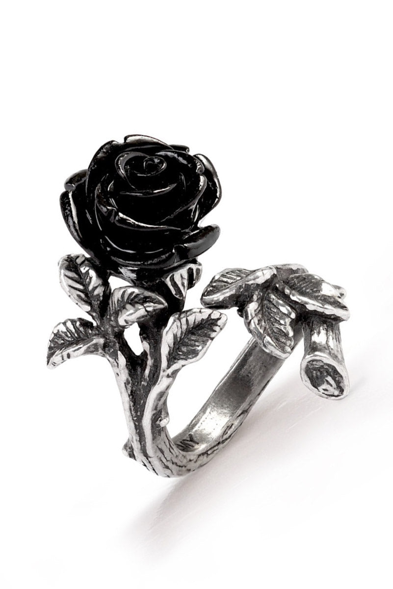 gothic black rose ring