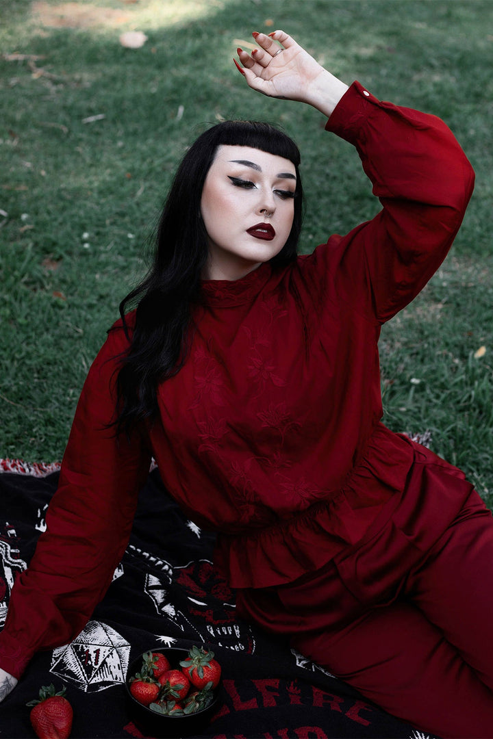 red ruffle gothic top