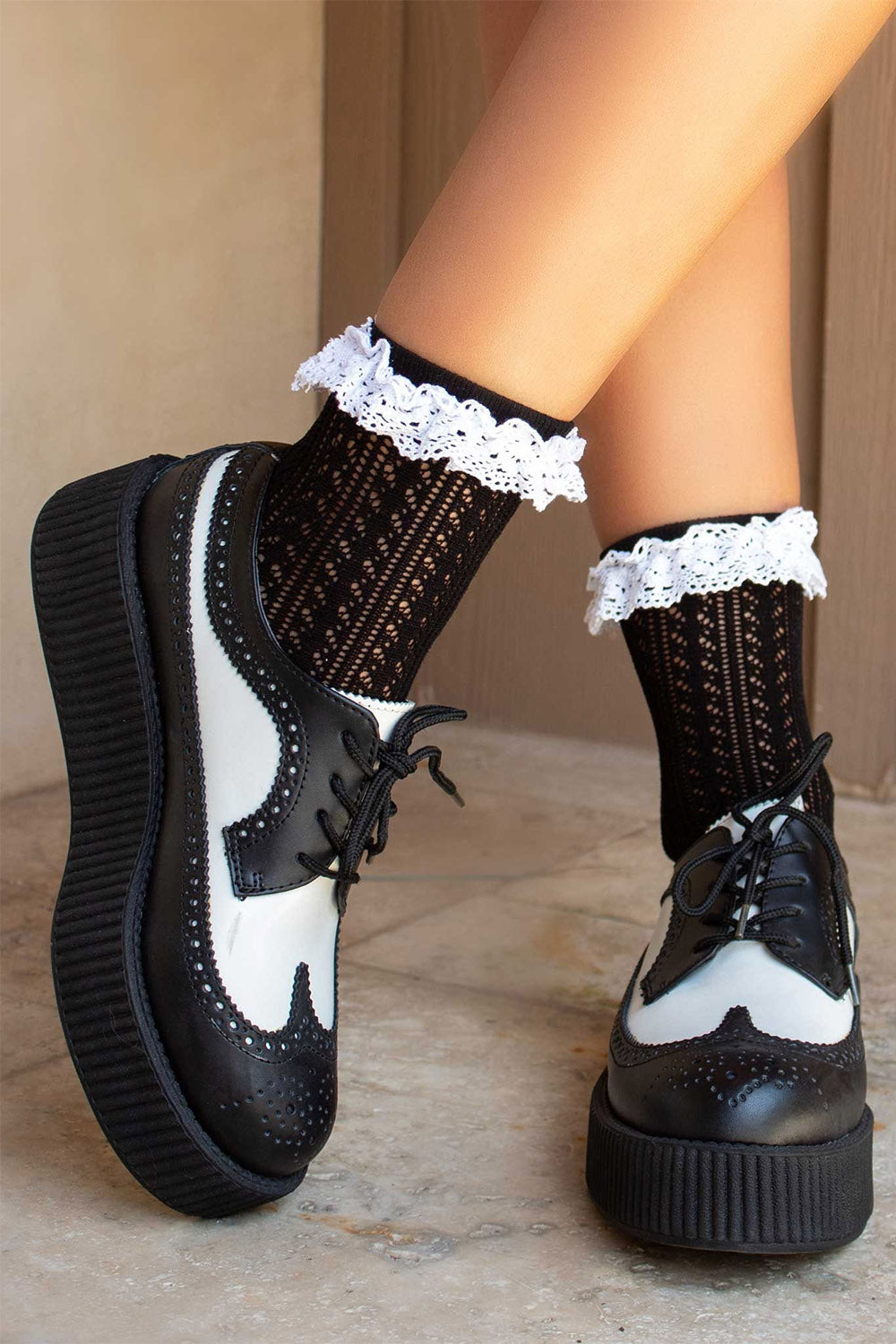womens ruffled crochet anklet socks