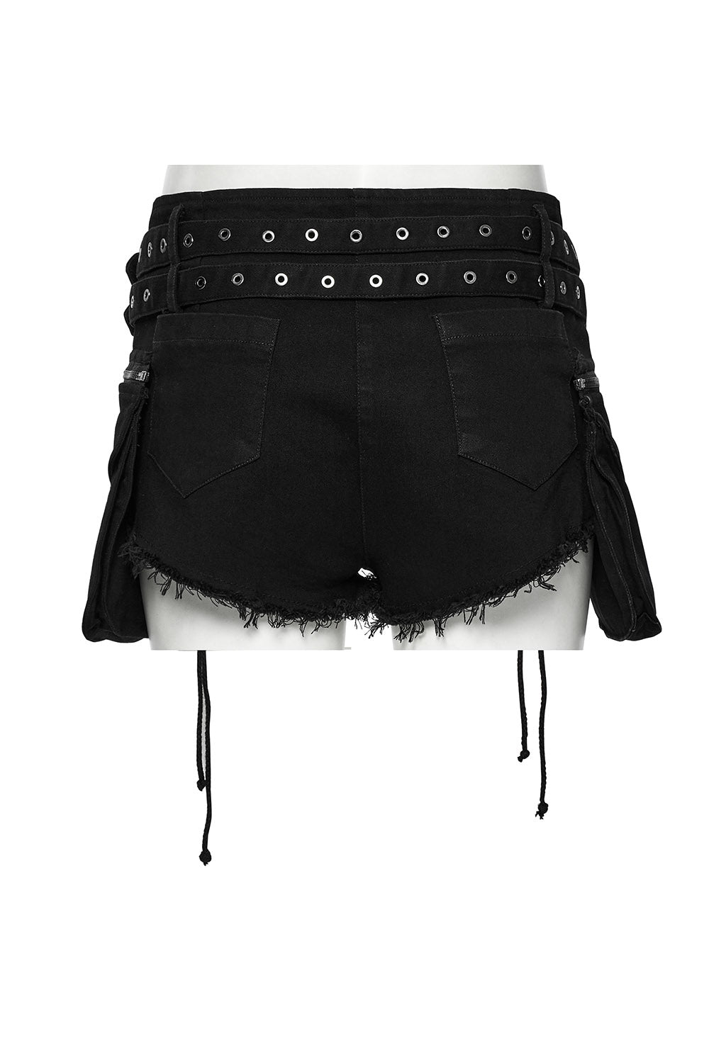 distressed hem shorts with holster bag