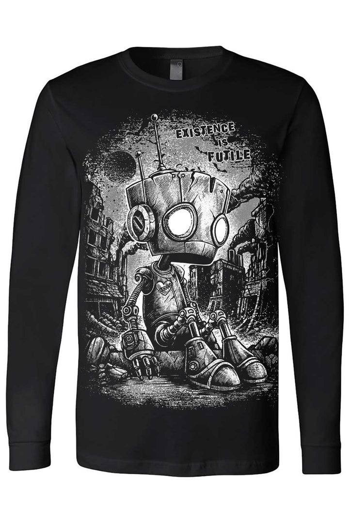 black cotton long sleeve emo novelty robot shirt