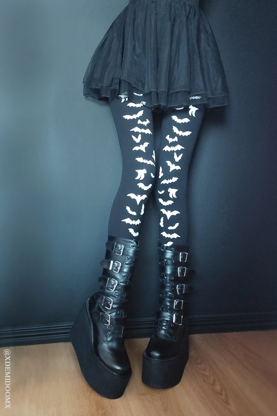 womens black and white bat leggings