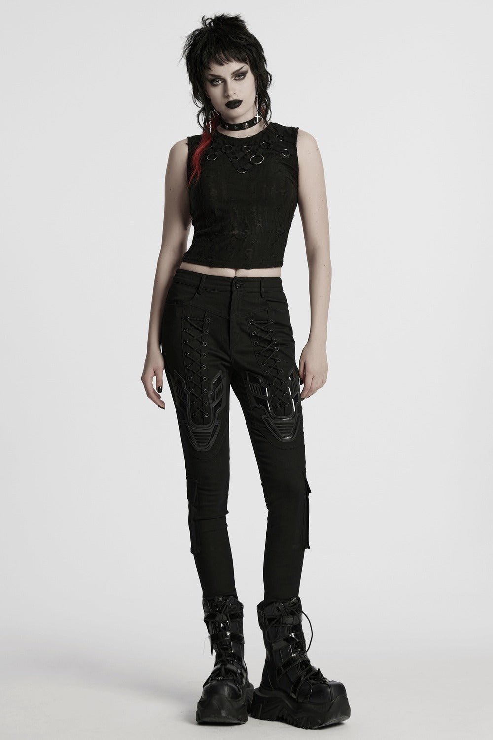 punk black mid-rise skinny jeans by punk rave