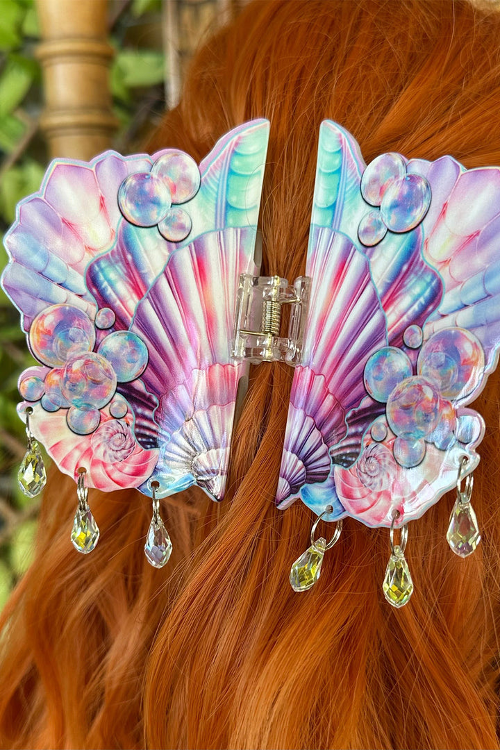 mermaid butterfly hair clip made of crystals and acrylic