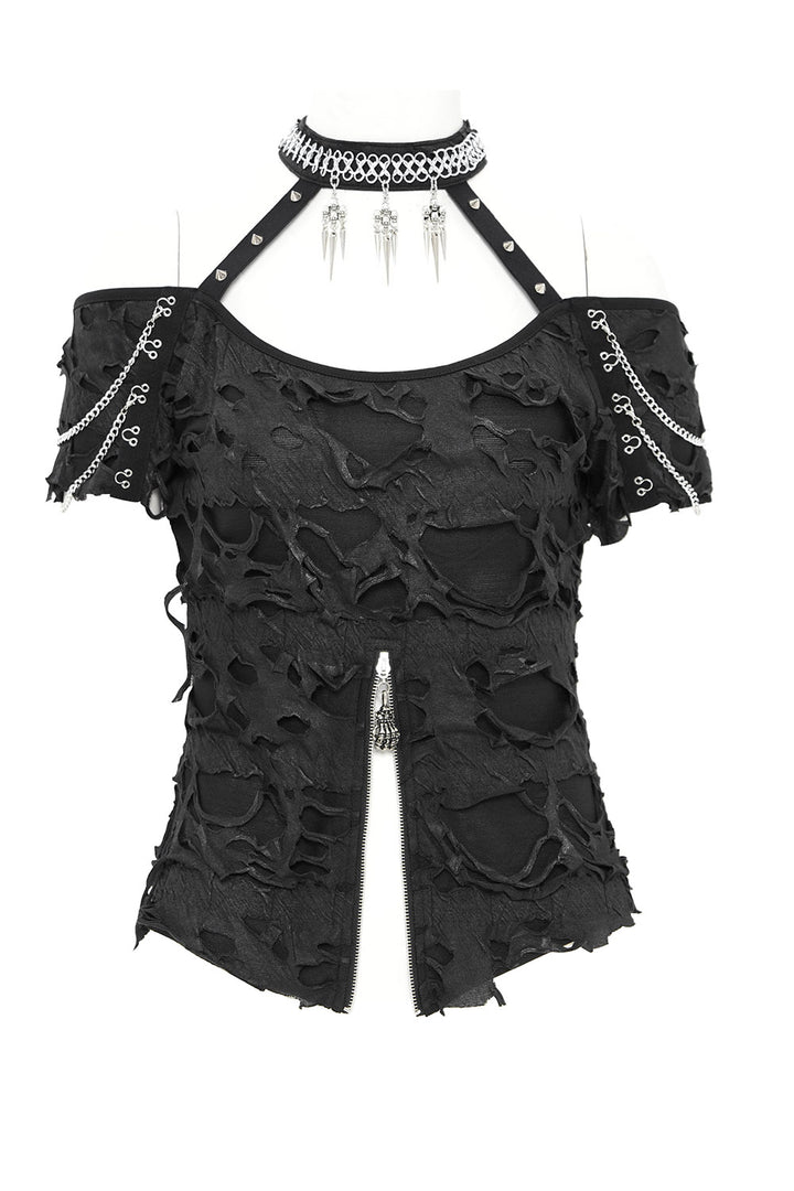 womens punk studded and spiked short sleeve shirt