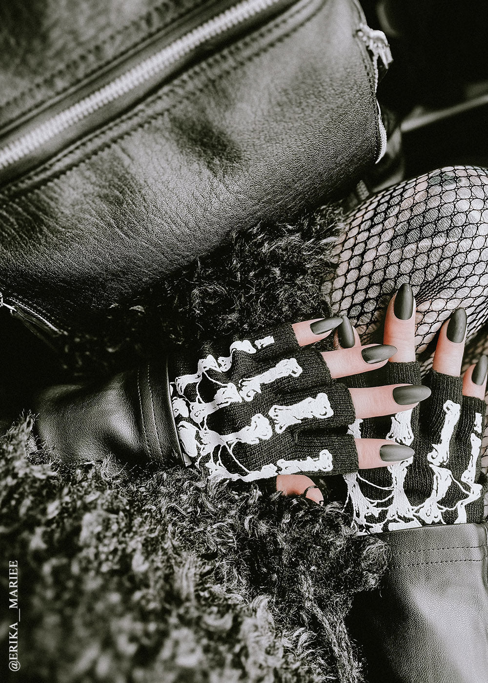 Guantes de esqueleto sin dedos Dead Inside
