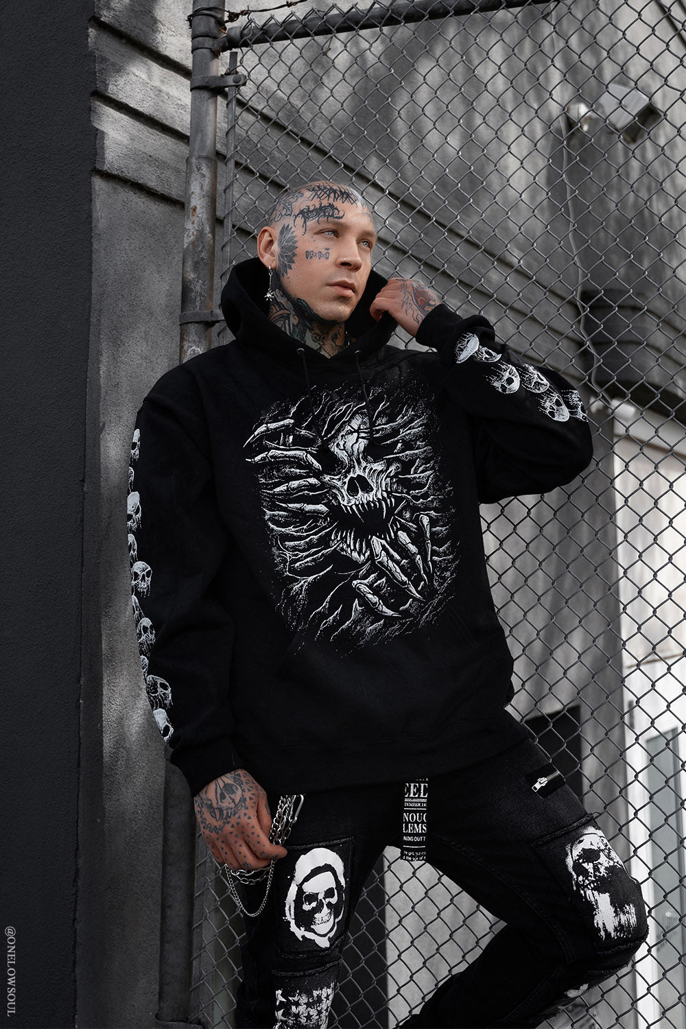 skull sleeve hoodie