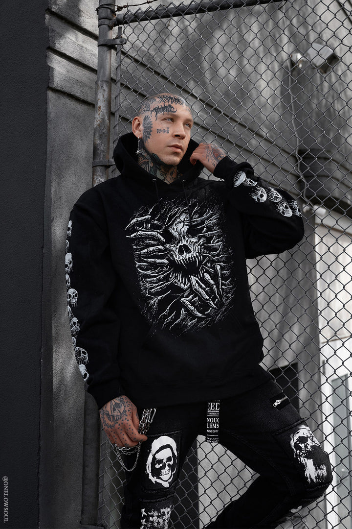 skull sleeve hoodie