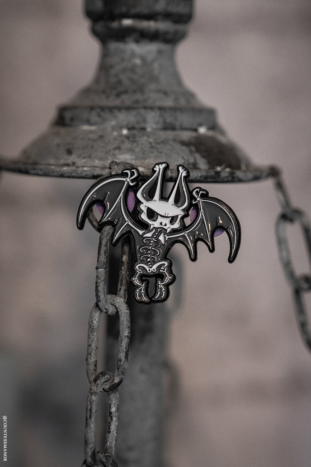 creepy cute bat enamel pin