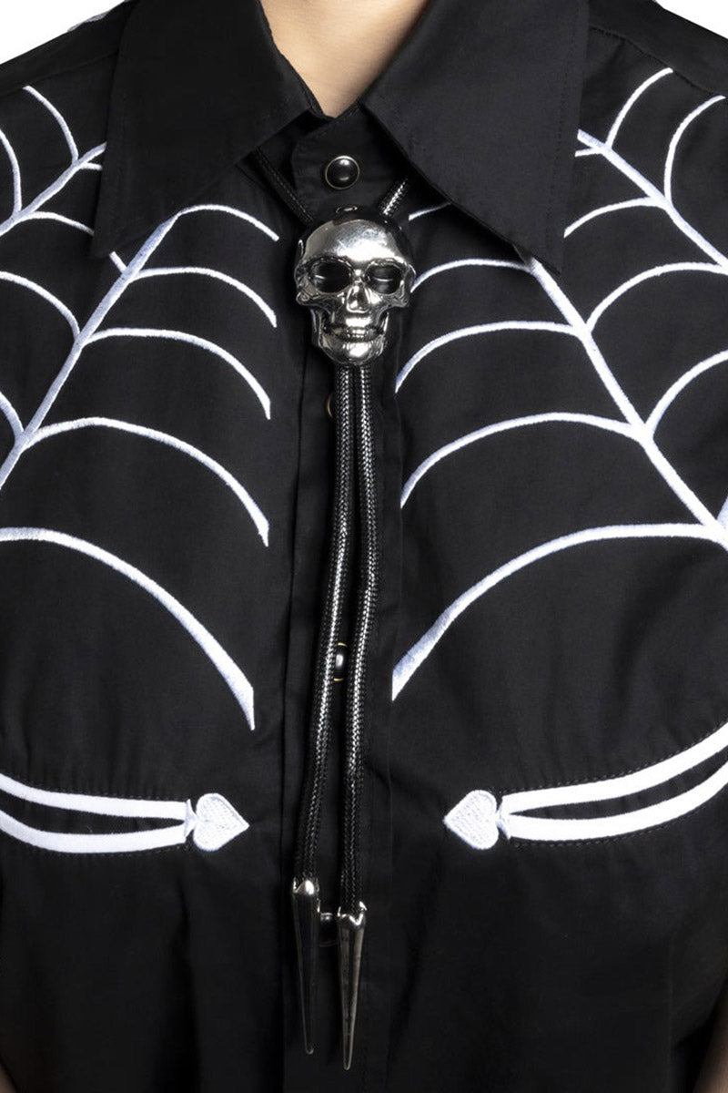 Skull Chrome Bolo Western Tie