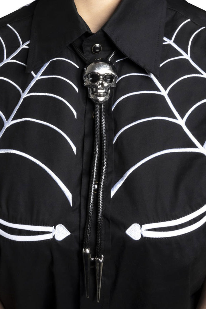 Skull Chrome Bolo Western Tie