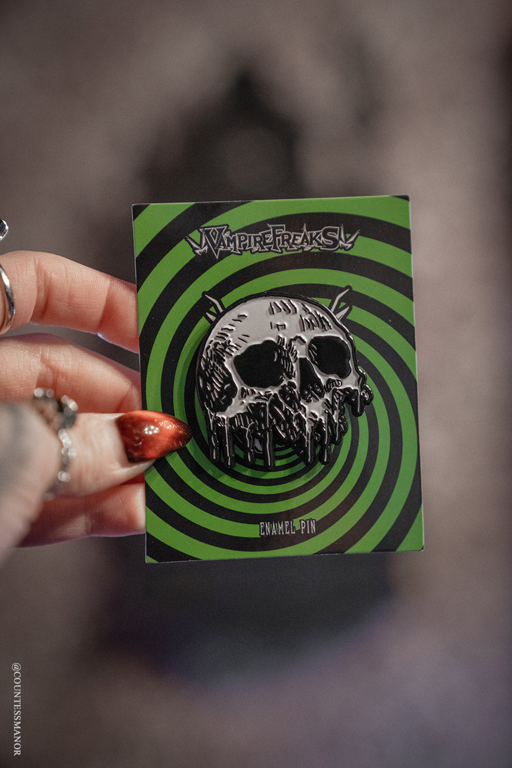 human skull distressed badge
