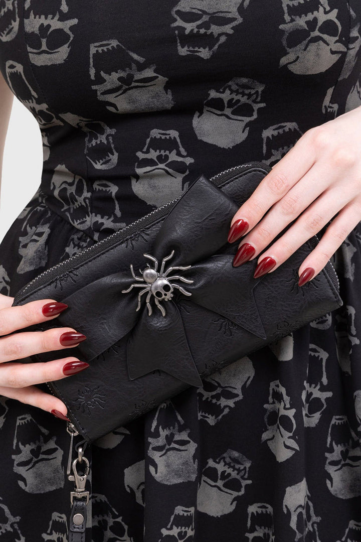 spider bow vegan leather wallet