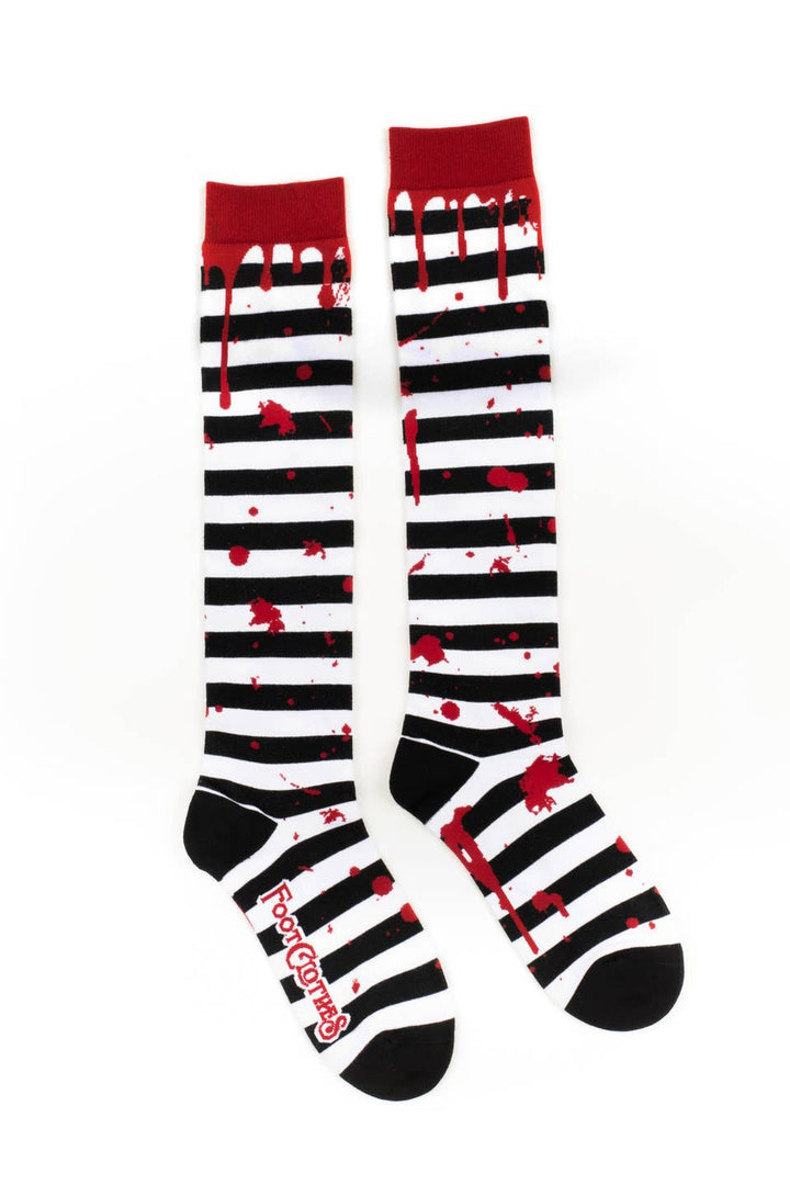black and white striped knee high socks