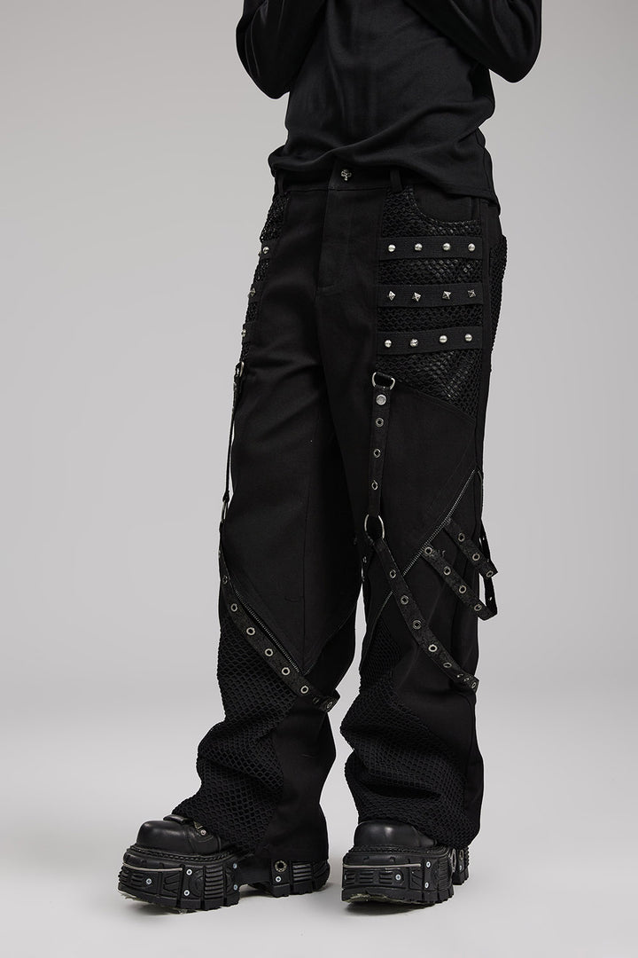 punk grunge black baggy pants for men