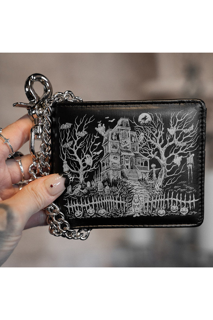 haunted house vegan leather mens wallet