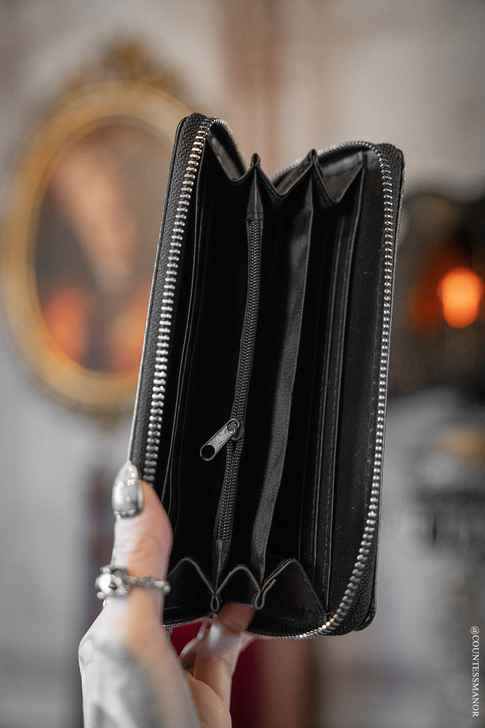 spooky ghost cat wallet with inside zip pocket coin purse