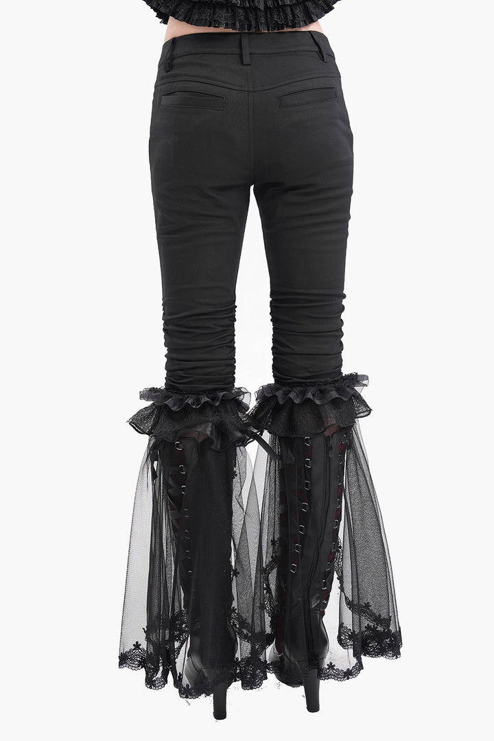 womens mid-rise flared ruffled pants
