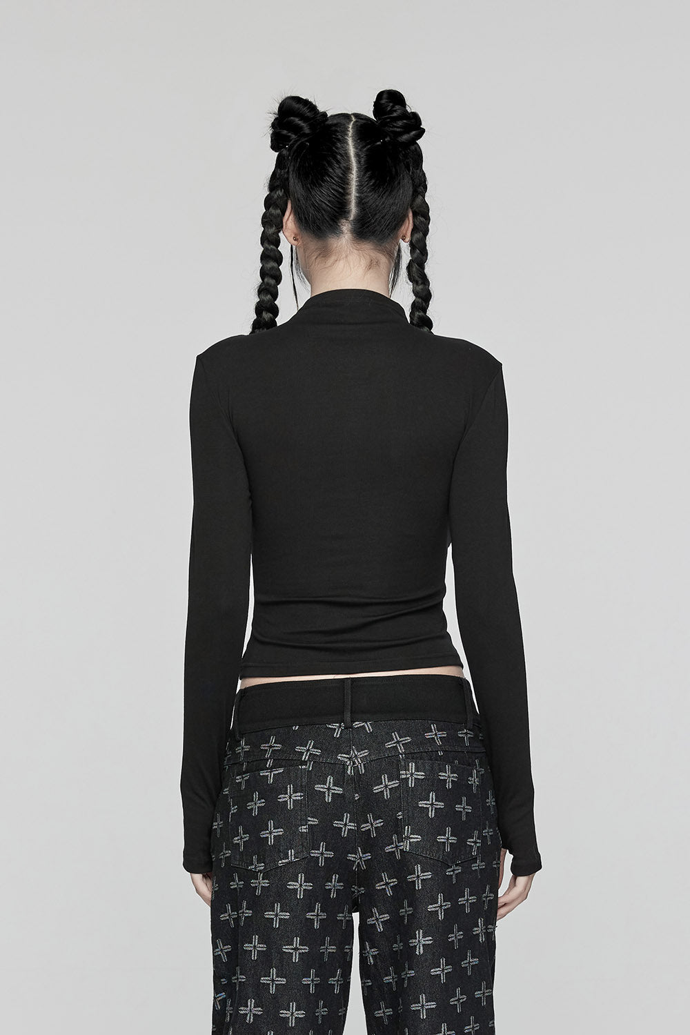 gothic long sleeve eyelet lace up shirt
