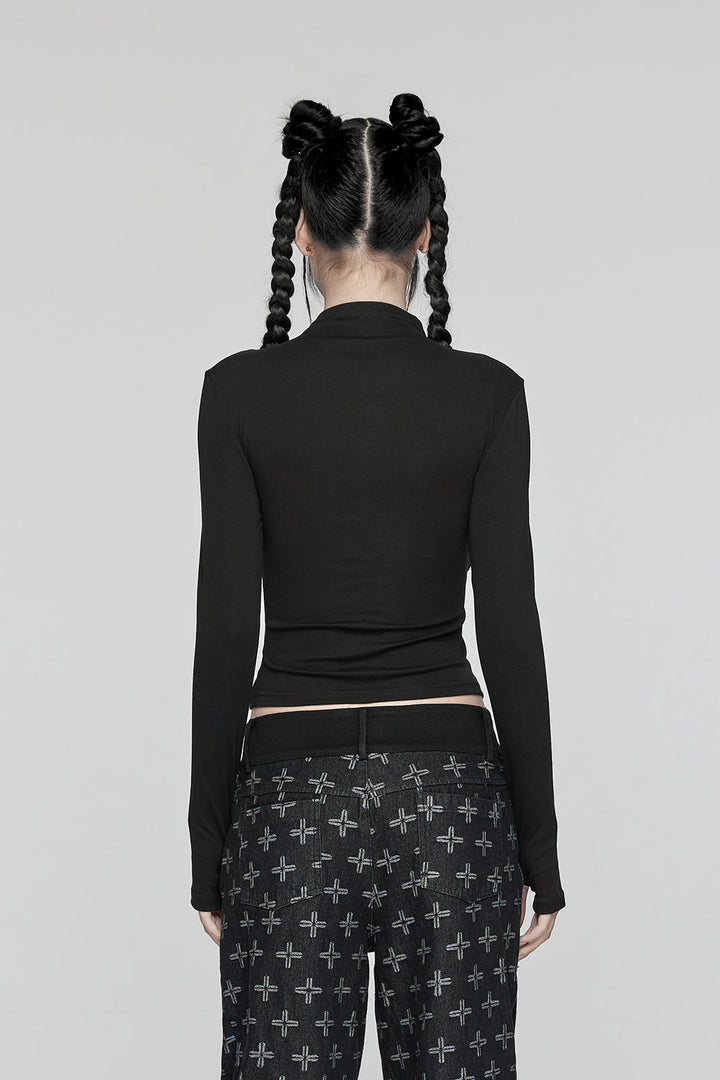 gothic long sleeve eyelet lace up shirt