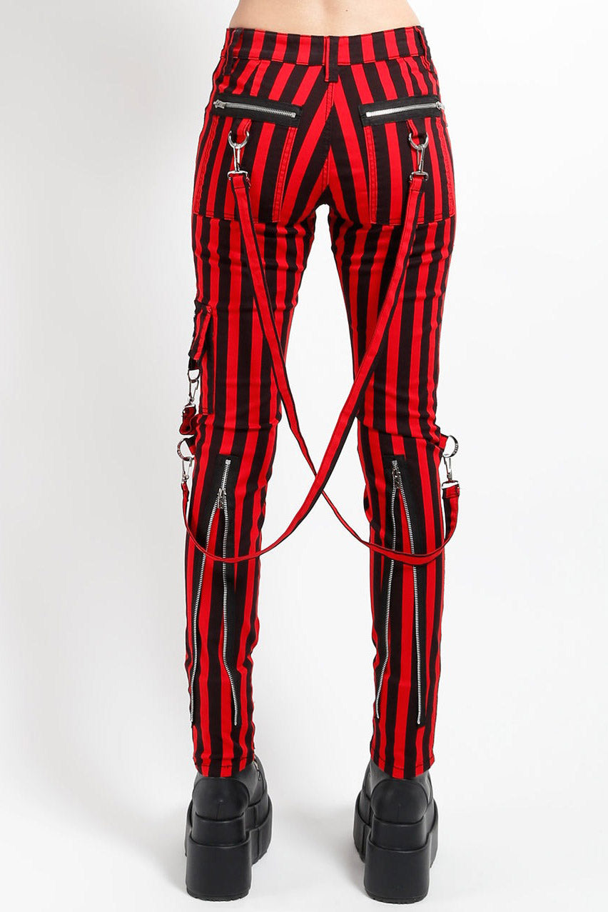 womens punk striped skinny jeans