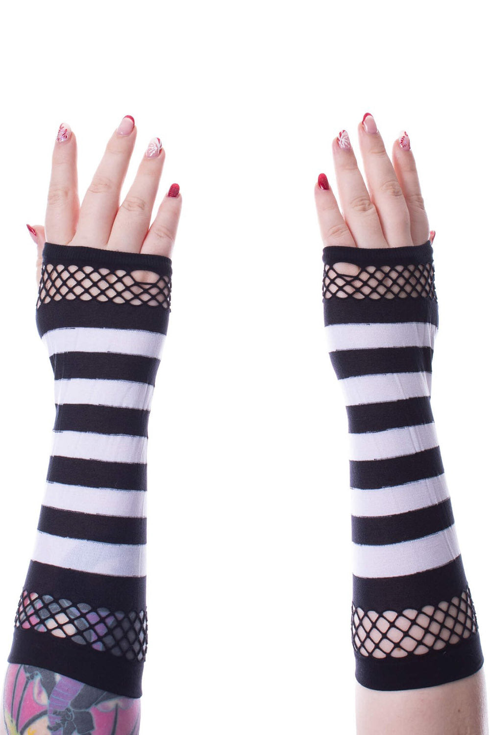 striped arm warmers