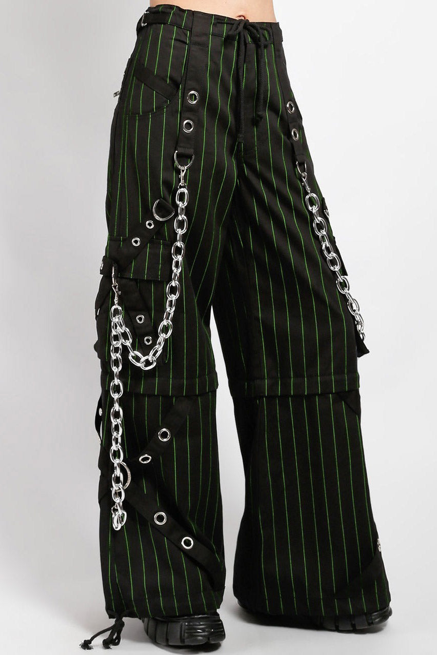 adjustable pinstripe green and black pants by tripp