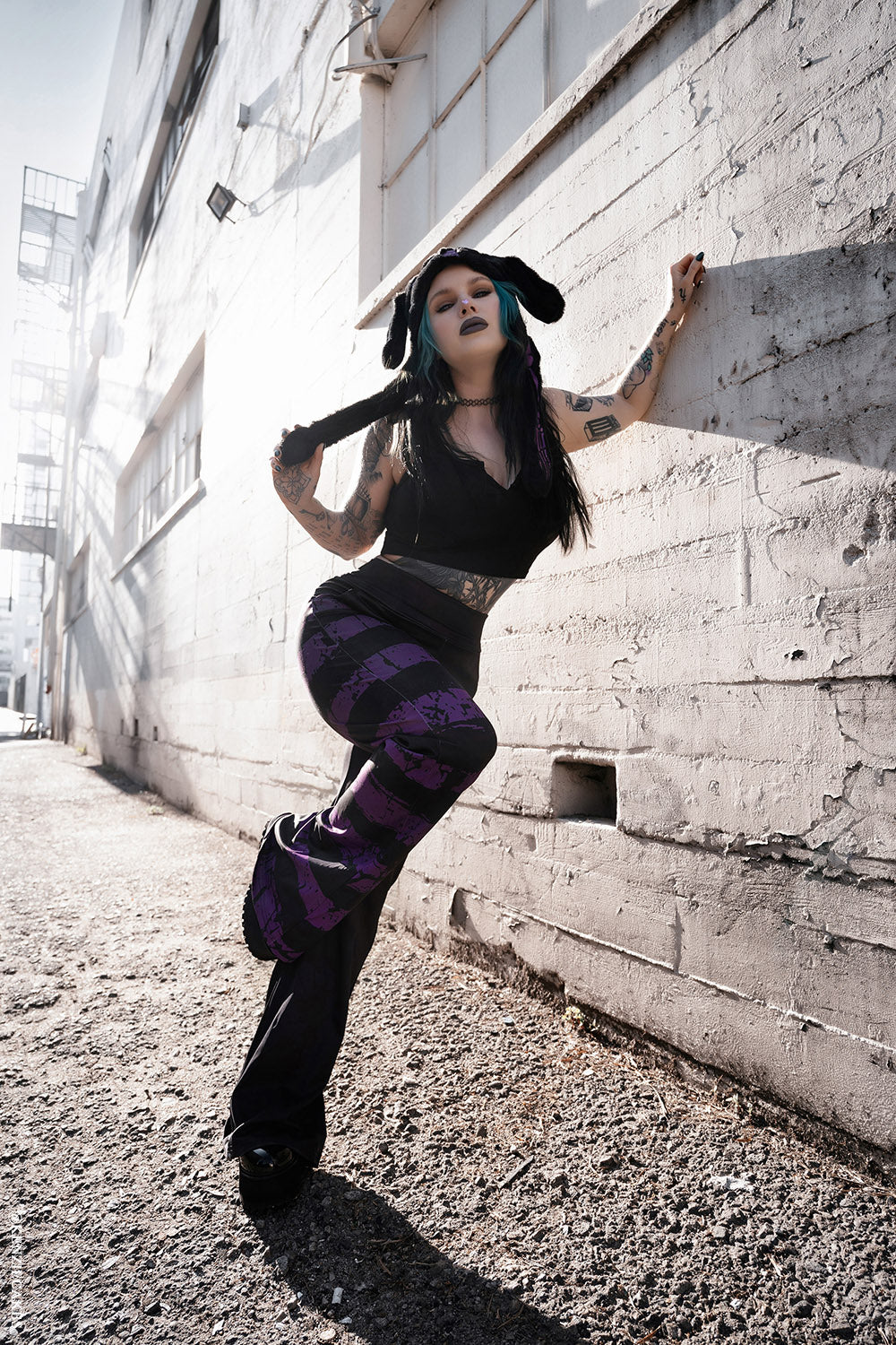 womens grunge flared bell bottom leggings