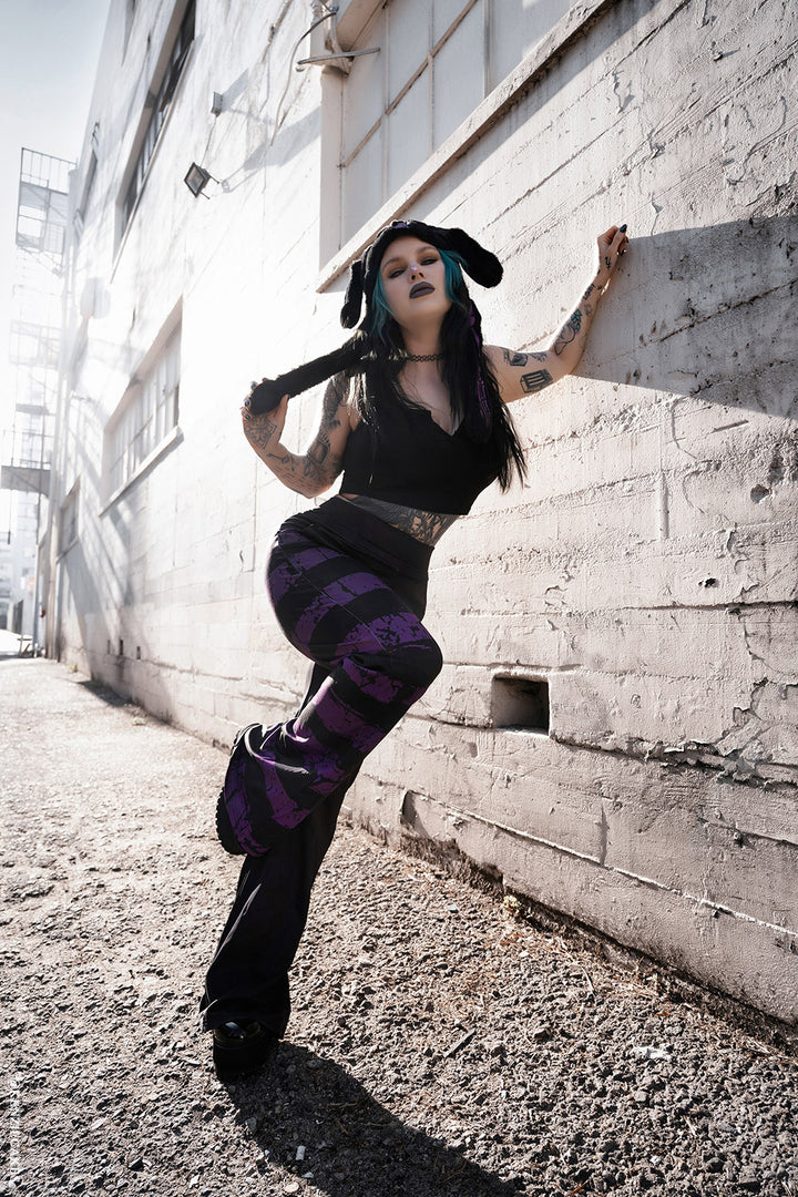 womens grunge flared bell bottom leggings