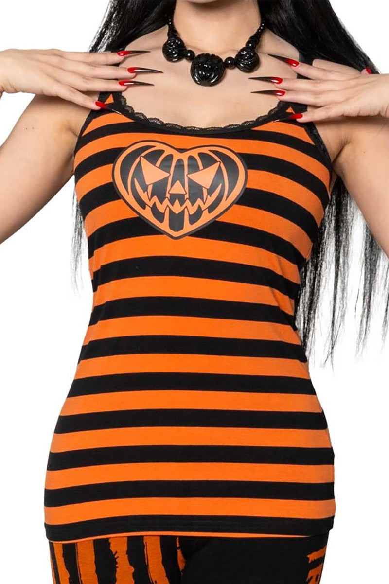 orange and black striped tank top