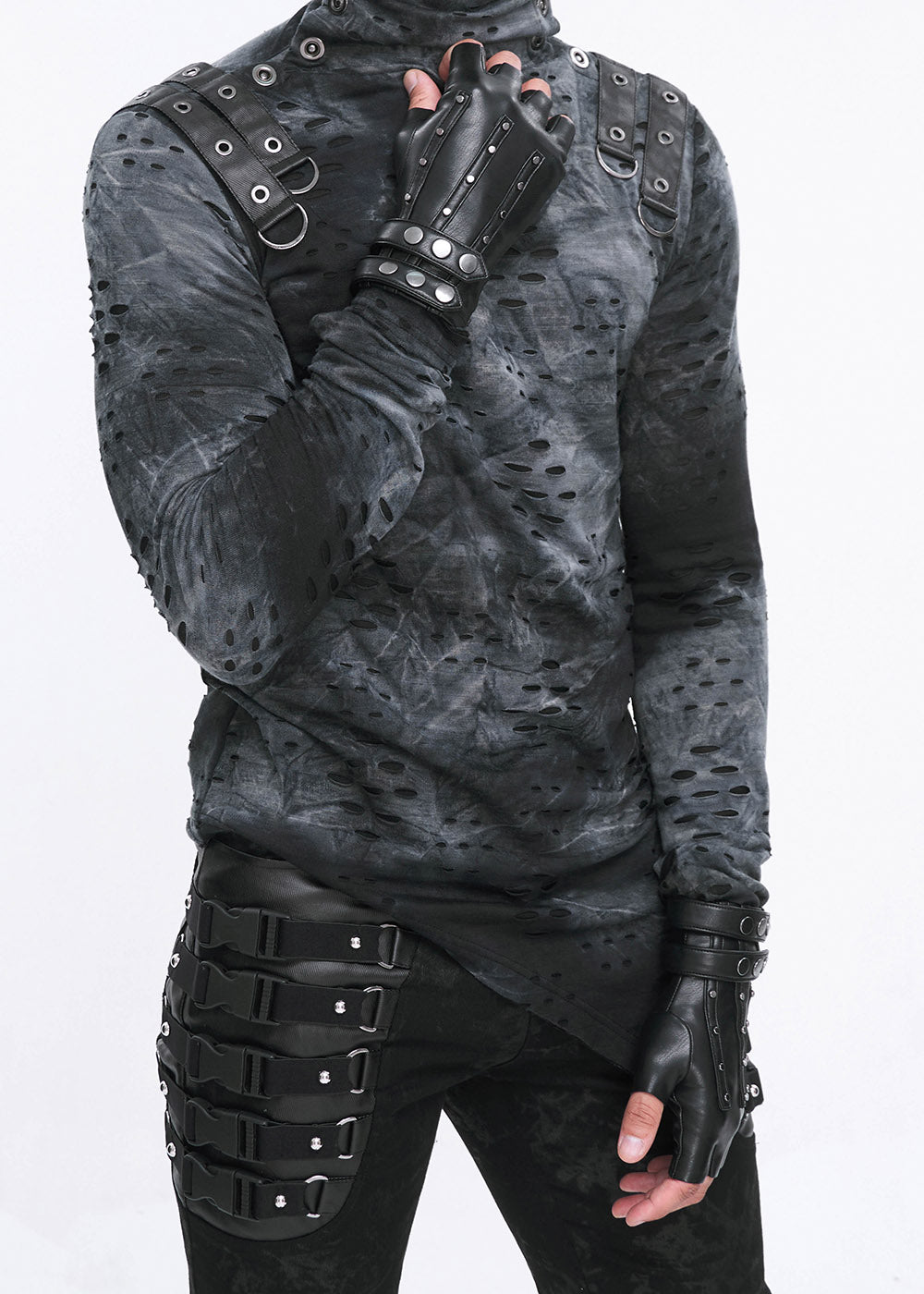 punk studded motorcycle gloves
