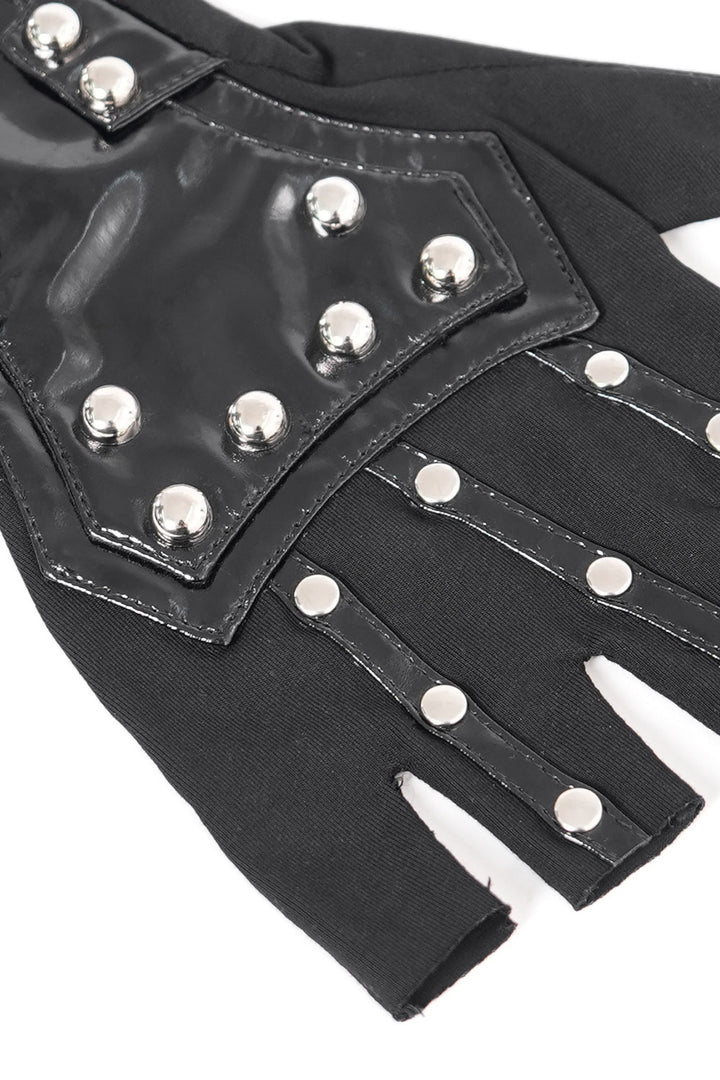metal studded vegan leather grunge goth gloves