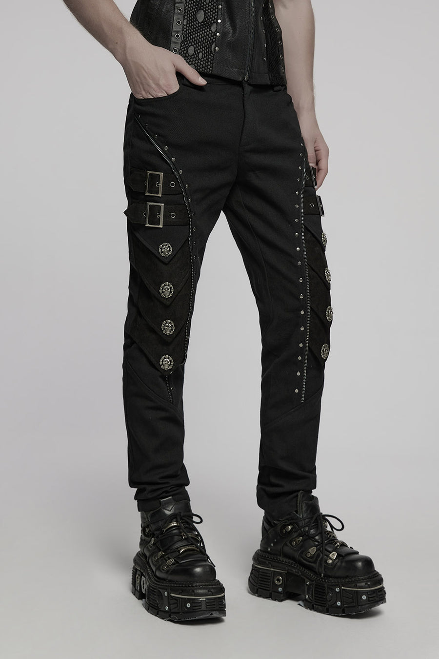 mens exposed zipper pants