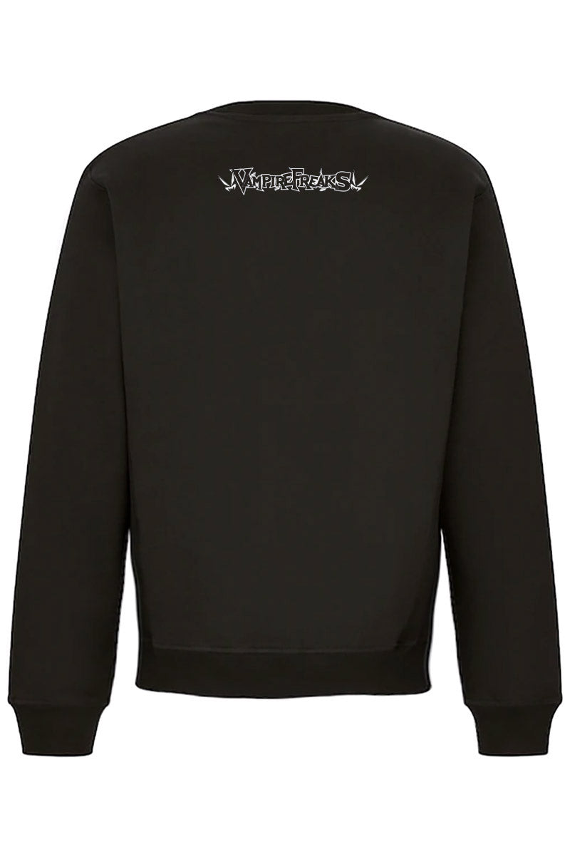 goth cheshire cat sweater with vampirefreaks branding on the back