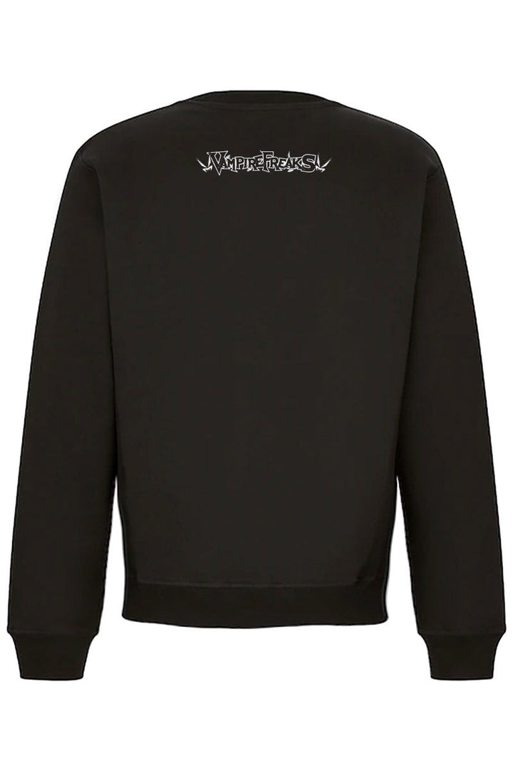 goth cheshire cat sweater with vampirefreaks branding on the back