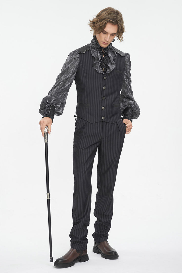 mens grey and black striped gothic trousers