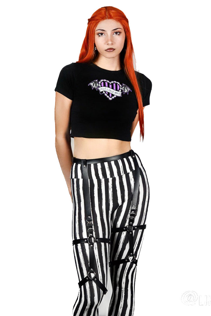 womens high waisted scene black and white striped leggings