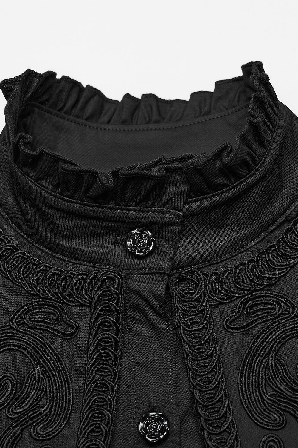 womens gothic oversized collar button down shirt with embroidery