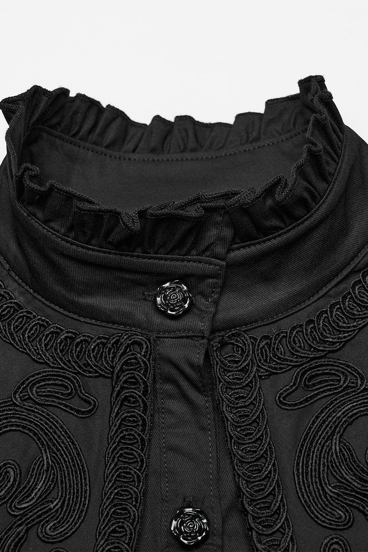 womens gothic oversized collar button down shirt with embroidery