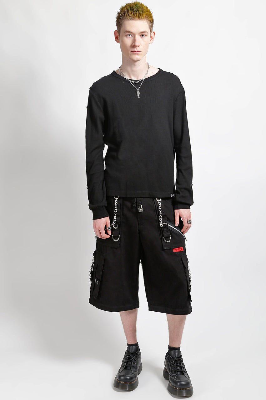 mens tripp NYC baggy wide chain zipper shorts