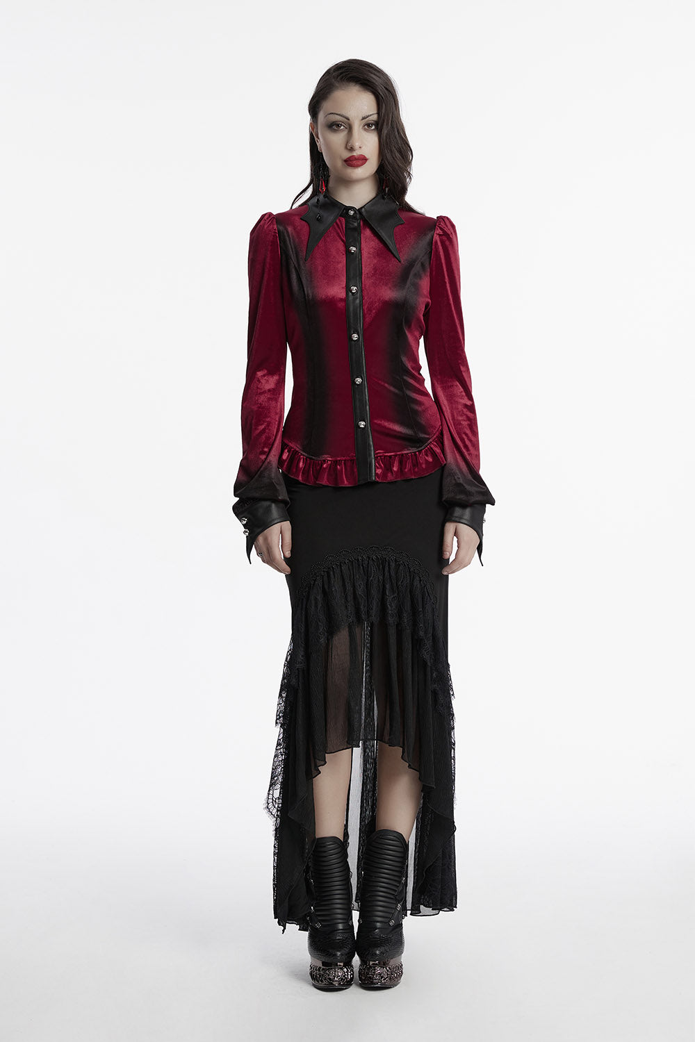 victorian gothic long sleeve velvet top by punk rave